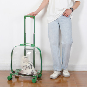 Transportadora de mascotas Baolujie, transparente, verde, portátil, tipo carrito, para viajes de gatos y perros - Product Image 2