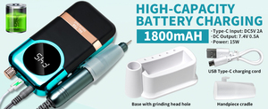 เครื่องเจียรเล็บแบบชาร์จไฟได้ รูปทรงปากกา พกพาสะดวก พร้อมหน้าจอ LCD ความเร็ว 0-45000 รอบต่อนาที ชุดดูแลเล็บมือและเล็บเท้า - Product Image 3