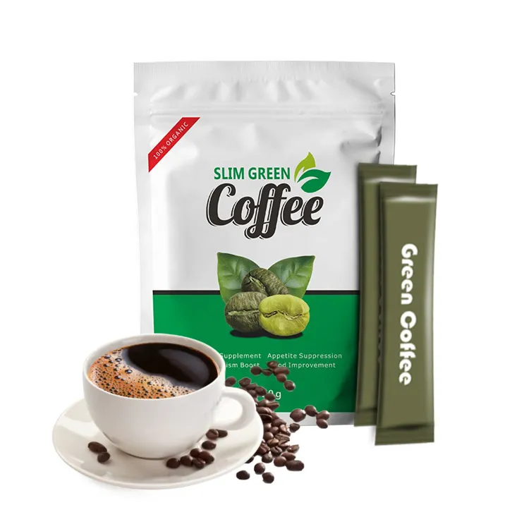 Slim green coffee bag instant powder natural green tea extract garcinia slimming ginseng organic herbal weight loss diet coffee
