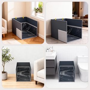 Enclos pour litière de <span class=keywords><strong>chat</strong></span>, protection contre les éclaboussures, pliable, imperméable, avec tapis en PVC amovible pour chats d'intérieur - Product Image 3