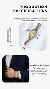 Montres pour hommes RICECGO ODM OEM <span class=keywords><strong>pas</strong></span> chères en gros, avec <span class=keywords><strong>lunette</strong></span> sertie de diamants, cadran doré, date, montre-bracelet de style business avec boîte cadeau personnalisée - Product Image 6
