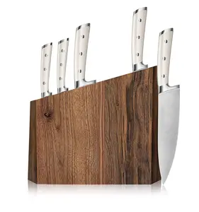 Jaswehome Magnetic Knife Holder Wood Knife Block Without Knives Powerful  Double Side Bamboo Magnetic Knife Block