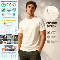 T-shirt décontracté pour homme avec logo personnalisé, coupe carrée, en jersey CVC, épaules tombantes, manches courtes, respirant, anti-boulochage, col rond, effet soie