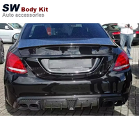 Diffuseur arrière en fibre de carbone style B pour Mercedes-Benz Classe C W205 C63 4 portes 2015-2021, couvre-bordure de pare-chocs arrière