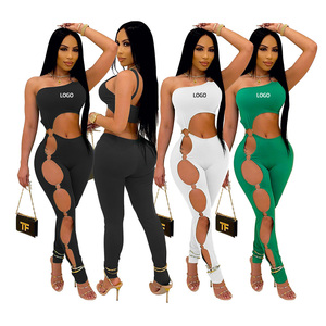 Sexy Cut Out Custom Romper Mujer Monos Sólido Frente Hollow Out Red Bodycon Traje de una pieza Ropa de mujer - Product Image 1