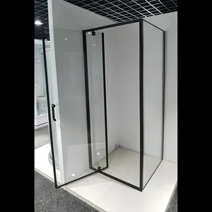 2 lati semplici box doccia con ingresso quadrato con angolo nero opaco