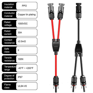Conector en Y 2 en 1, Conector Paralelo para Panel Solar con Cable Rojo y Negro, Divisor Y2 Impermeable IP67 para Módulo Fotovoltaico - Product Image 5