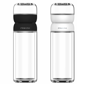PINKAH 330 מ""ל נגד כוויות בקבוק זכוכית בורוסיליקט עם קיר כפול עם חליטת תה בודדת שתייה ישירה למבוגרים לסיורים - Product Image 6