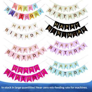 Bannière en papier doré à motif queue d'hirondelle pour joyeux anniversaire, décoration <span class=keywords><strong>de</strong></span> fête, fournitures <span class=keywords><strong>de</strong></span> fête, drapeau - Product Image 2