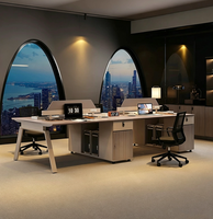 Ensemble de bureau de travail multi-personnes STG moderne à 6 places, avec cloison réglable et armoire, pour six employés