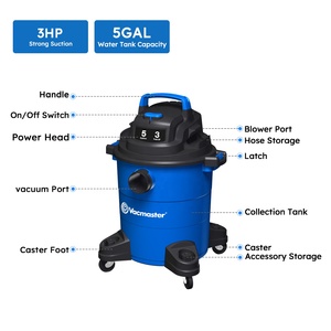 Vacmaster Máy Hút Bụi Ướt Khô Di Động, 5 Gallon, 3HP, 7A, Bánh Xe Lớn, Thiết Kế Tay Cầm Cân Bằng, Ống Tích Hợp Và Cor - Product Image 3
