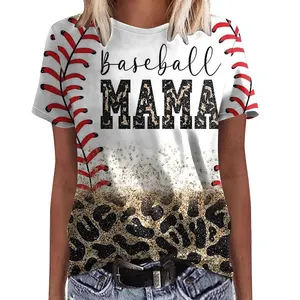 Women's MAMA Baseball Leopard Print Shirts Casual Tops Blouse