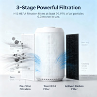 Penjernih Udara Mini Elektrik Portabel HEPA 13 Filter Karbon Aktif PM CADR 100m/h CADR Gas 100m/h Sentuh
