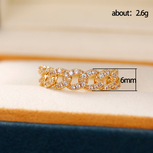 Anello Unisex con Catena e Zirconi Minimalisti, Gioiello da Dito alla Moda per Uso Quotidiano - Product Image 5
