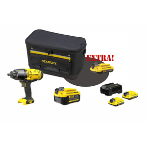 STANLEY UTP0044 ACC0147 Kit Avvitatore a Impulsi Senza Fili da 1/2 Pollice con Batteria al Litio V20 da 4.0 Ah, Grado DIY, Tensione Nominale 220V, Italia - Product Image 1