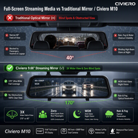 Caméra de tableau de bord 4K 10 pouces avec écran rétroviseur, CarPlay, Android Auto, navigation GPS en streaming, enregistreur de conduite sans fil 5G