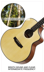 Guitarra Acústica Eléctrica con Diseño Nuevo, Trastes Redondeados, Acabado Brillante, Cuerpo Electroacústico JF de Abeto - Product Image 3
