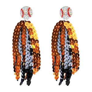 Nuovo stile Baseball scintillante campo di gara orecchini sportivi festa Cheerleader colorlocking nappine orecchini da donna - Product Image 5