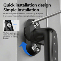 Cerradura Inteligente Universal LianTian LC200 con Espaciado de Orificios de 43 mm, Manija de Puerta de Aleación de Aluminio con Contraseña, Grado de Seguridad C para Hogar y Oficina