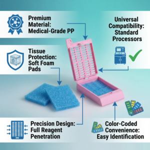 Casetas de Inserción de Tejidos de Grado Médico PP con Almohadillas de Espuma para Biopsias, Codificadas por Colores, Suministros y Herramientas de Laboratorio de Histología y Patología - Product Image 2