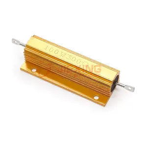 Resistor blindado e com aletas 100W 300R 300 OHM RX24 100 Watt 300 Ohms resistores de alta potência 50w2.5kj em alumínio dourado
