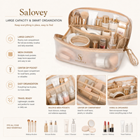 Pochette cosmétique en PVC transparent givré beige, rectangulaire, pour voyage, organiseur de maquillage, logo personnalisé, vente en gros, fabricant OEM