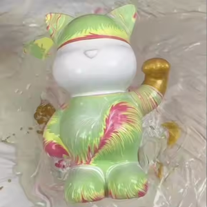 Gatto Portafortuna in Vinile Fai-da-Te, Ornamenti in Plastica, Bambole Bianche, Salvadanaio Dipinto a Mano - Product Image 5