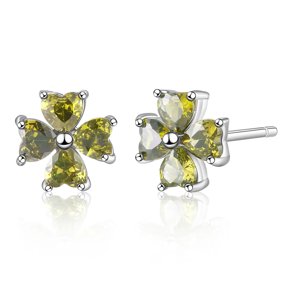 Pendientes de moda 2024 rodio peridoto Esmeralda circón verano en forma de corazón Stud pendientes mujeres conjunto joyería