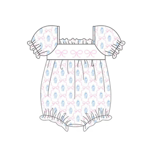 Preorder Coquette stampa di fiocchi vestito da bambina carino pagliaccetto per bambini all'ingrosso Boutique con abiti da bambina - Product Image 3