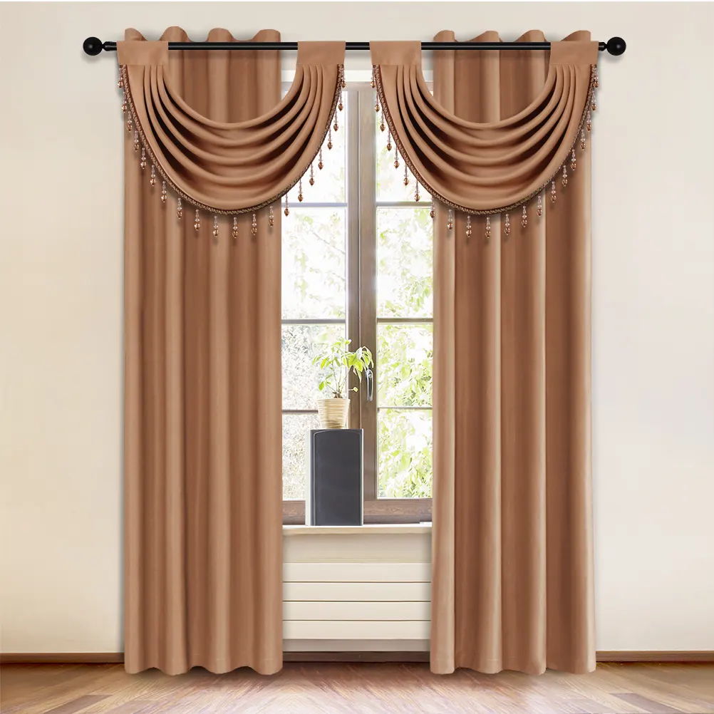 아름다운 세트 폭포 valance 및 cortinas para sala 디자인 커튼 커튼 럭셔리 windows