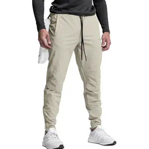 Men's Casual Ice Silk Softshell Pants Plus Size Quick-Drying Sports Trousers with Multi-Pocket Decor Mid Waist Flat Front Style