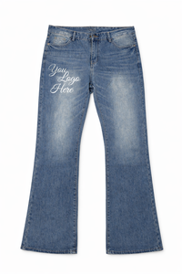 Fabricant de jeans slim fit évasés sur mesure - Pantalons en denim délavé style années 70 minimaliste OEM - Product Image 2