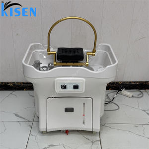 Kisen MOQ 1 champú lavabo cabeza portátil Spa Bac UE AU EE. UU. Reino Unido enchufe de voltaje con 2 tanques <span class=keywords><strong>ruedas</strong></span> varilla de tracción nuevo diseño salón fregadero - Product Image 4