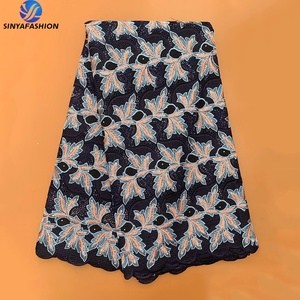 Sinya 하이 퀄리티 한국 레이스 스위스 보일 레이스 스위스 100% 면 5 야드 럭셔리 화이트 자수 면 레이스 원단 - Product Image 6