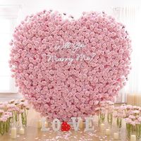 Mur de fleurs artificielles en forme de cœur rose et rouge en soie 3D entièrement fait main, personnalisable pour la décoration de mariage ou de demande en mariage