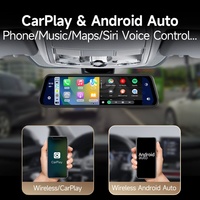 2Kamera IPS Dash Cam Wireless CarPlay Android Auto Car DVR 5G WiFi GPS Kamera Spion Belakang Perekam Video 24 Jam
