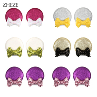 Accessoires de cheveux de voyage pour filles de style européen et américain, brillants, 2,8 pouces, petites oreilles de souris, paillettes, nœud, épingle à cheveux pour bébé