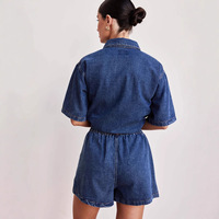 D&M Nouvelle Collection Printemps-Été : Ensemble Décontracté Rétro en Jean pour Femme – Chemise Ample à Manches Courtes et Short – Personnalisable