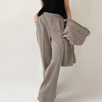 Nova tendência roupa feminina cáqui cintura alta palácio calças soltas outono calça escritório preto calças para mulheres