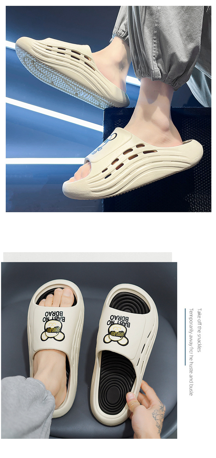 Summer EVA Footwear Thick Sole Non-slip Lightweight Female Beach Men Slippers Sandals