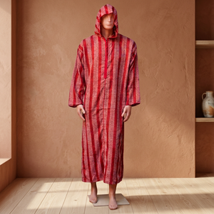 Djellaba marocaine rayée à capuche pour homme, robe islamique décontractée à manches longues pour l'hiver et l'automne, Thobe Eid Jubba, plusieurs couleurs - Product Image 1