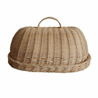 Couverture de panier de rangement alimentaire en rotin tressé PP de qualité alimentaire avec poignée, couvercle anti-insectes et anti-poussière pour panier de service de cuisine
