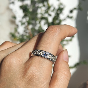 Anillo de Plata 925 con Circonio Azul Estilo Budista Chino, Anillos de Moda para Mujer, Dijes para Hacer Joyas, Otras Joyas de <span class=keywords><strong>Cristal</strong></span> - Product Image 4