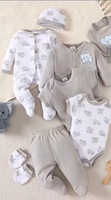 Ensemble de 8 pièces unisexe pour nouveau-né : Vêtements pour tout-petits, style animal mignon, grenouillères épaisses/fines pour bébé