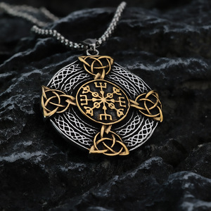 yunnique Vintage Stainless Steel Men's Pendant Necklace With Viking <b>Cross</b> Celtic Knot Design Gift Jewelry For Clothing Matching - Product Image 3