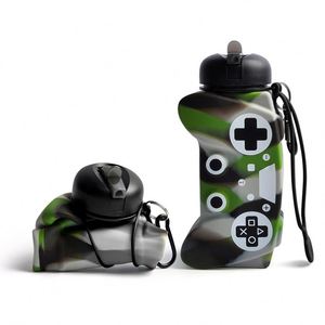 Bouteilles d'eau pliables en silicone sans BPA, nouveau design en forme de jeu, réutilisables pour le camping, avec logo personnalisé, modèle ODM, vente en gros - Product Image 3