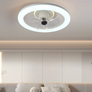 Ventilateur de plafond moderne pour chambre à coucher avec LED et télécommande Design invisible Garantie 5 ans Lumière blanche chaude - Product Image 4