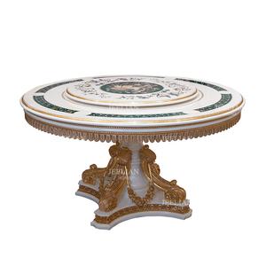 Mesa de comedor Yue Zhang JEELIAN con incrustaciones de concha francesa de lujo, mesa redonda de madera maciza de 1,5 m, tocadiscos, muebles antiguos europeos para el hogar - Product Image 5