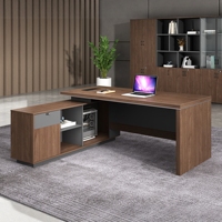 Meubles de bureau en vente chaude, bureau de direction en forme de L en panneau de bois pour villas, bureau d'angle de luxe moderne