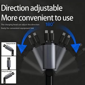 Chargeur de voiture USB C rapide rétractable 120W avec affichage numérique LED, adaptateur rapide 4 en 1, 2 ports Type C PD, station de charge pour voiture - Product Image 4
